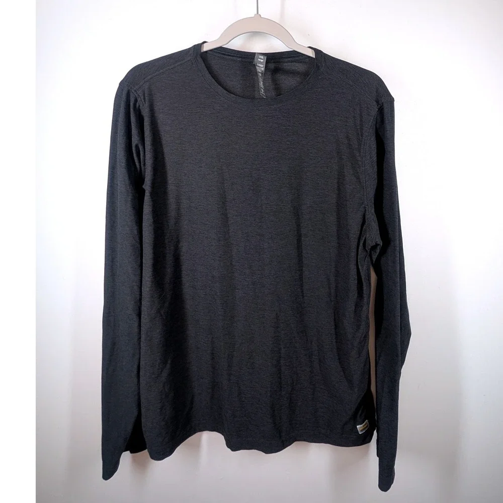 Vuori Tuvalu Stretch T-Shirt Mens‎ Large Charcoal Heather Long Sleeve Crew Neck